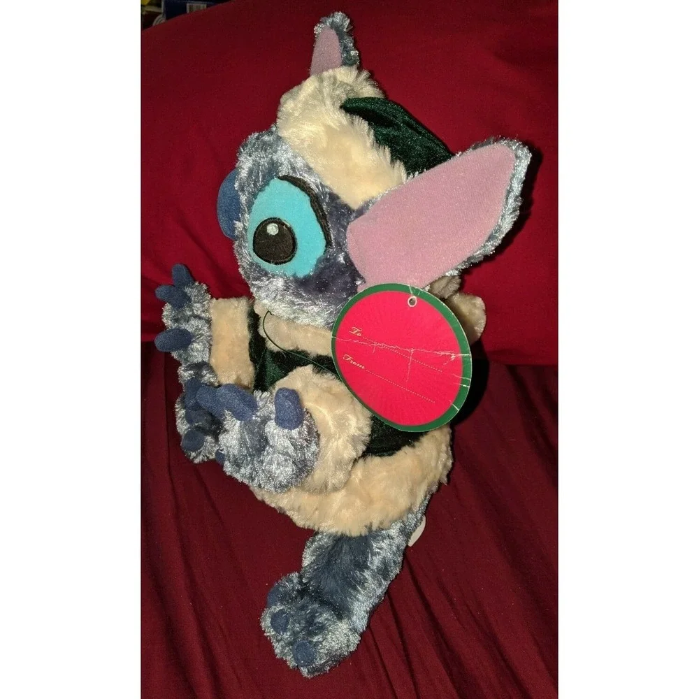 Disney Store Lilo & Stitch Plush Toy Santa Suit Hat Christmas Stuffed Animal NEW